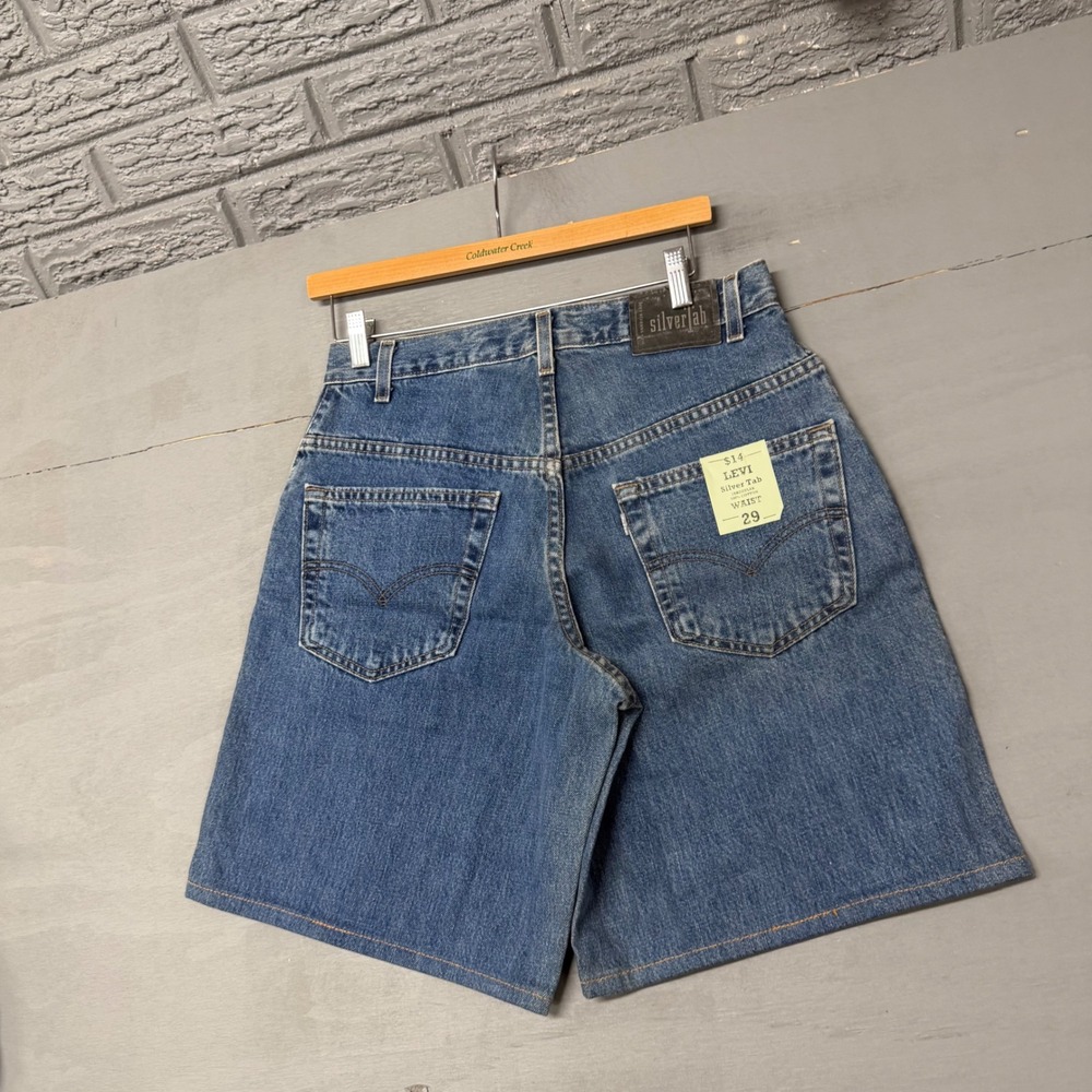 Vintage Levis SilverTab Massive Baggy Denim Shorts Blue W29 Made in‎ USA 90s Y2K